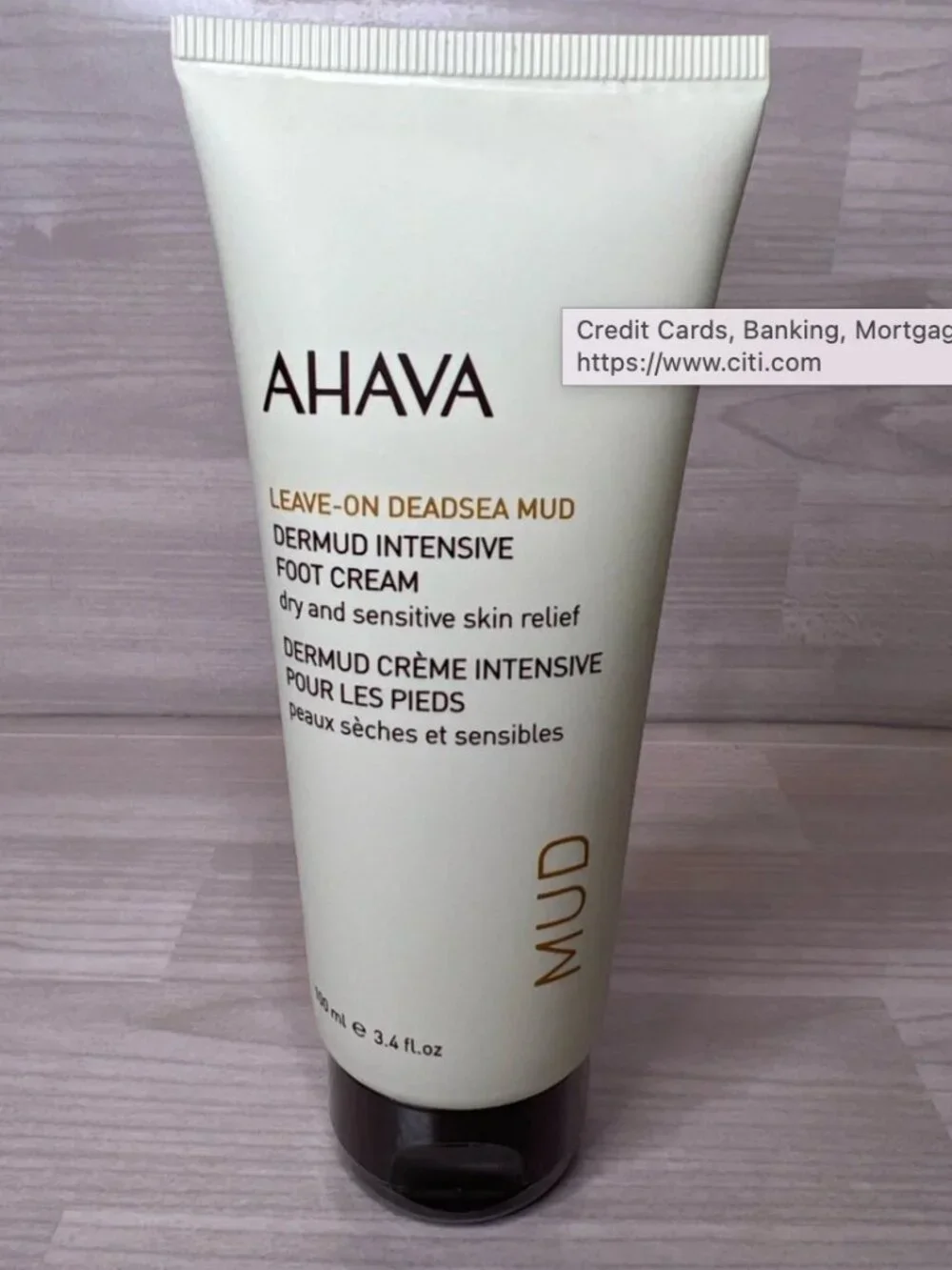 AHAVA Dermud Intensive Leave-on Deadsea Mud FOOT Cream 3.4oz